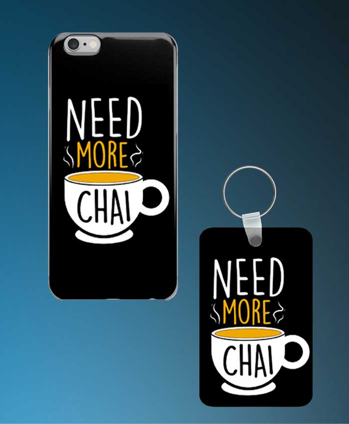 Need More Chai Mobile Case And Keychain By Roshnai - Pickshop.Pk