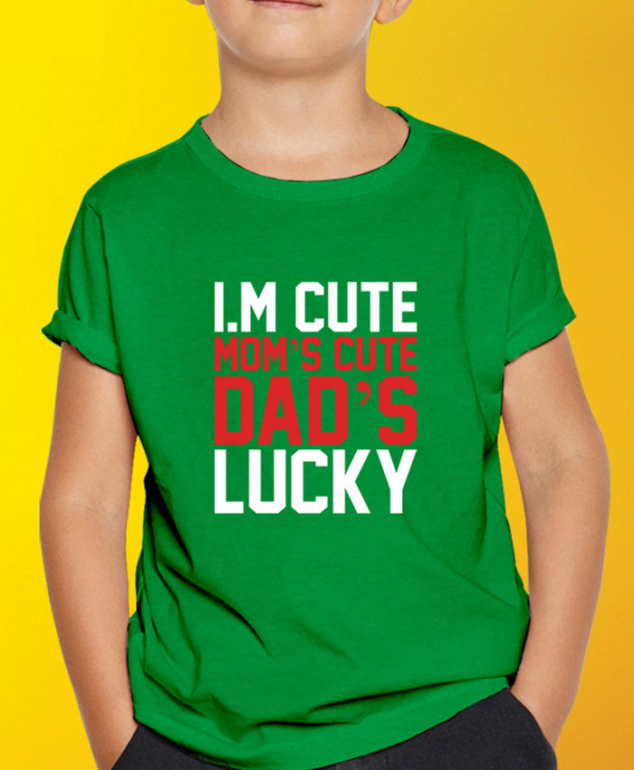 Moms Cute Dad Lucky T-Shirt By Roshnai - Pickshop.Pk