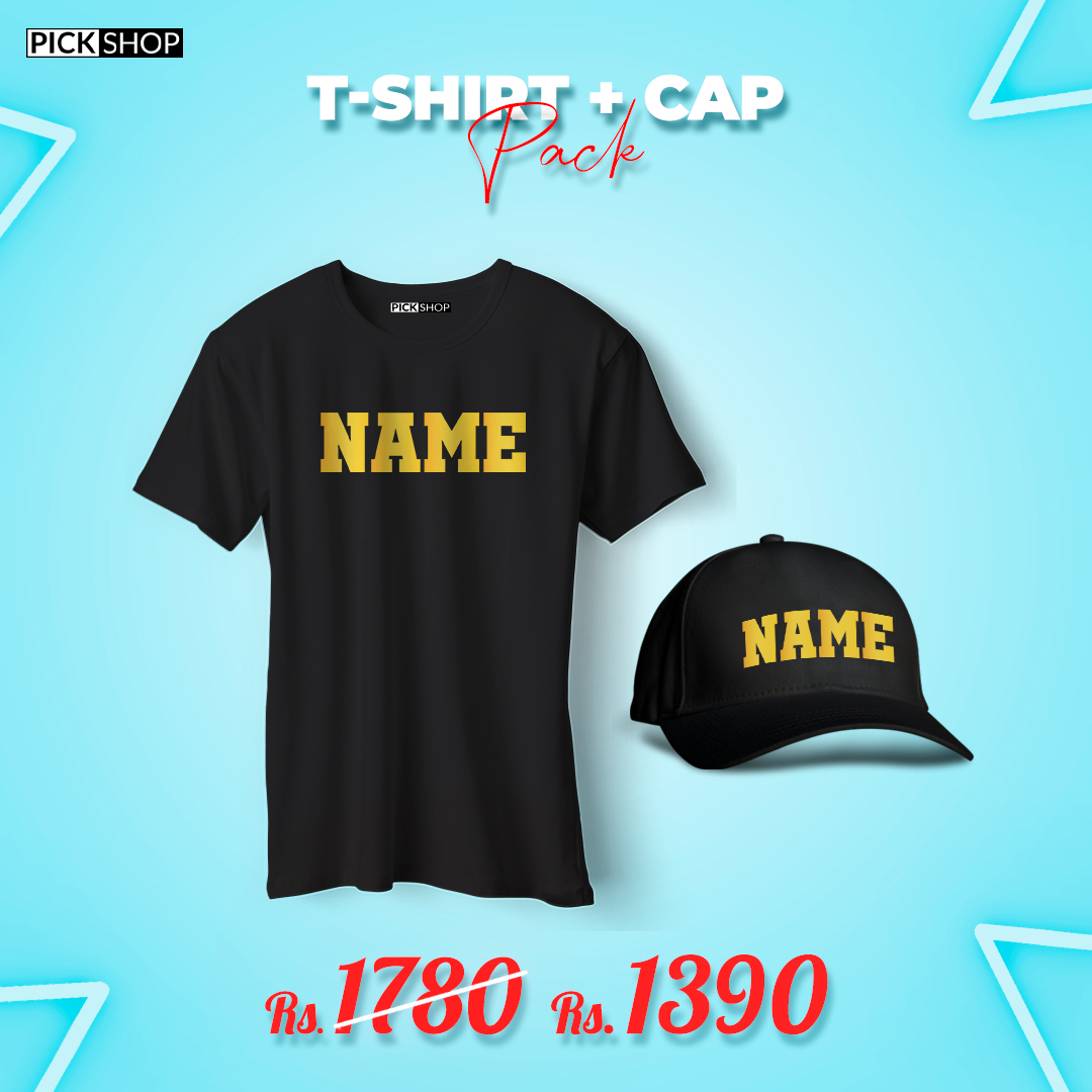 Custom Name T Shirt and Cap Pack - Pickshop.Pk