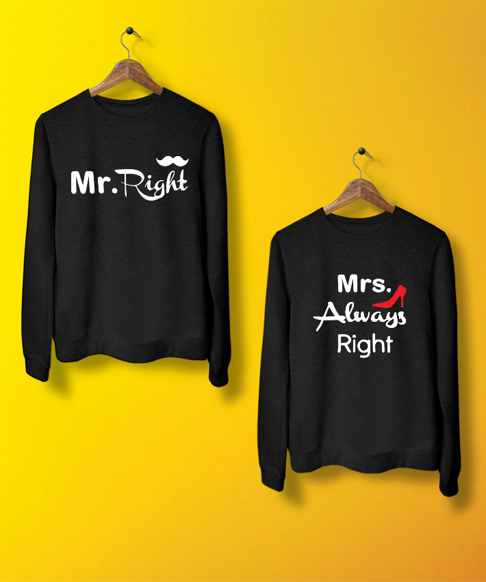 Mr Mrs Right Sweatshirt By Teez Mar Khan - Pickshop.pk
