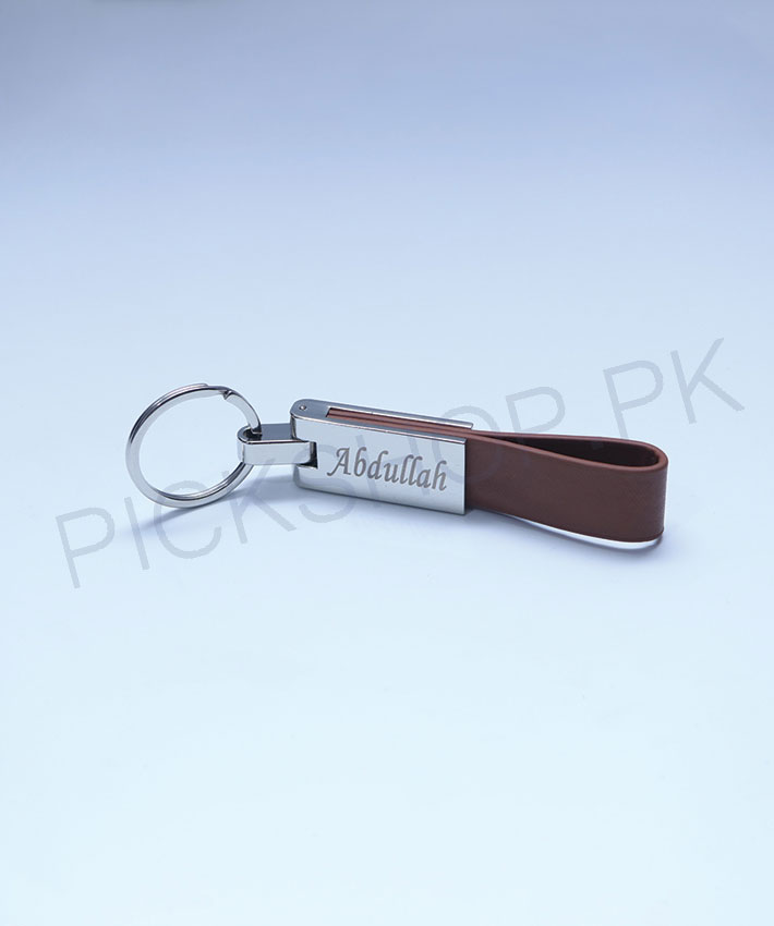 Personalized Metal Engraved Leather Keychain By Roshnai - Pickshop.pk