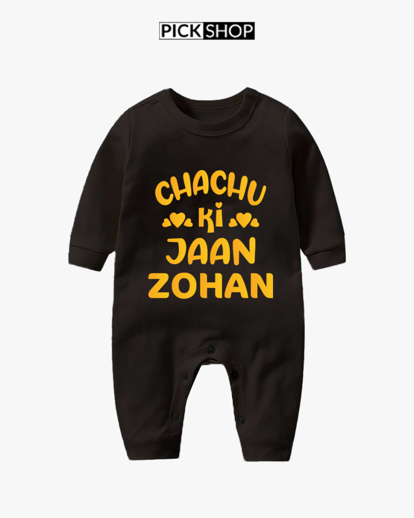 Custom Name Chachu Ki Jaan Black Body Suit By Roshnai - Pickshop.pk